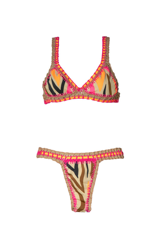 Crochet Bikini Set Zebra Pink