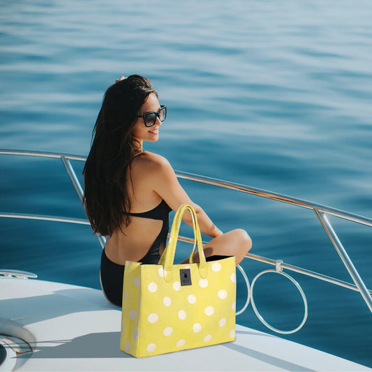 Τσάντα Παραλίας Greenwich Polo Club Dots – Κίτρινη | Σε Προσφορά στο VVC Shop Sitia