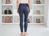 Back view of 3Denim dark blue leatherlook pants with slim fit, stretch comfort and chic laminated finish for everyday styling