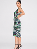 Bodycon Animal Print Midi with Neckless Green Dark blue