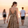 Close-up of animal print texture on Civico 1 tassel maxi dress