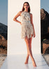 Sahara Top beige, fringes beachwear look, backless macramé tying, boho luxury vibe Sitia 