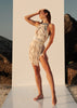 Sahara Top black version, tied in different back style, gold details shimmering, Mykonos Outfits shopping in Sitia 