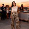 Front view of leopard pants made from 100% polyester, available at THE VVC SHOP SITIA, Crete