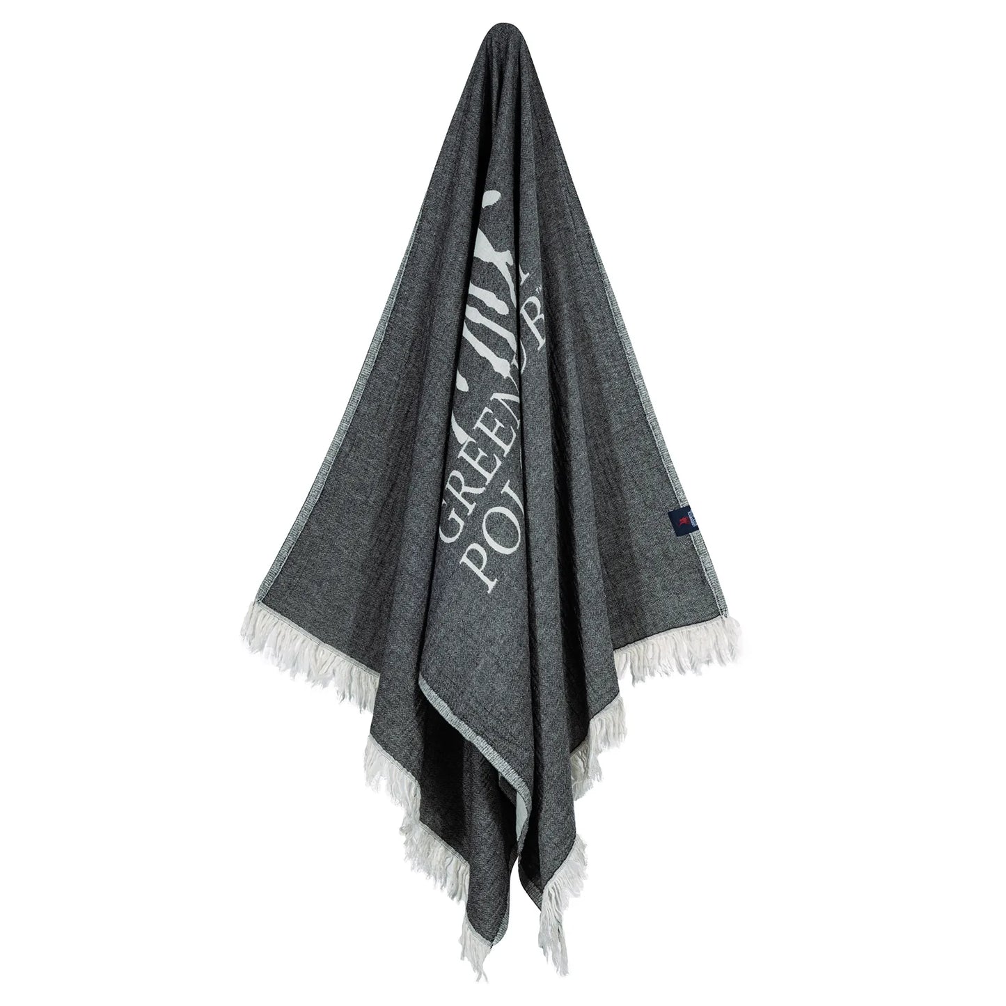 Greenwich Polo Club dark gray hanging beach pareo towel 85x170 cm with fine fringes and soft cotton muslin fabric for elegant resort and beach styling