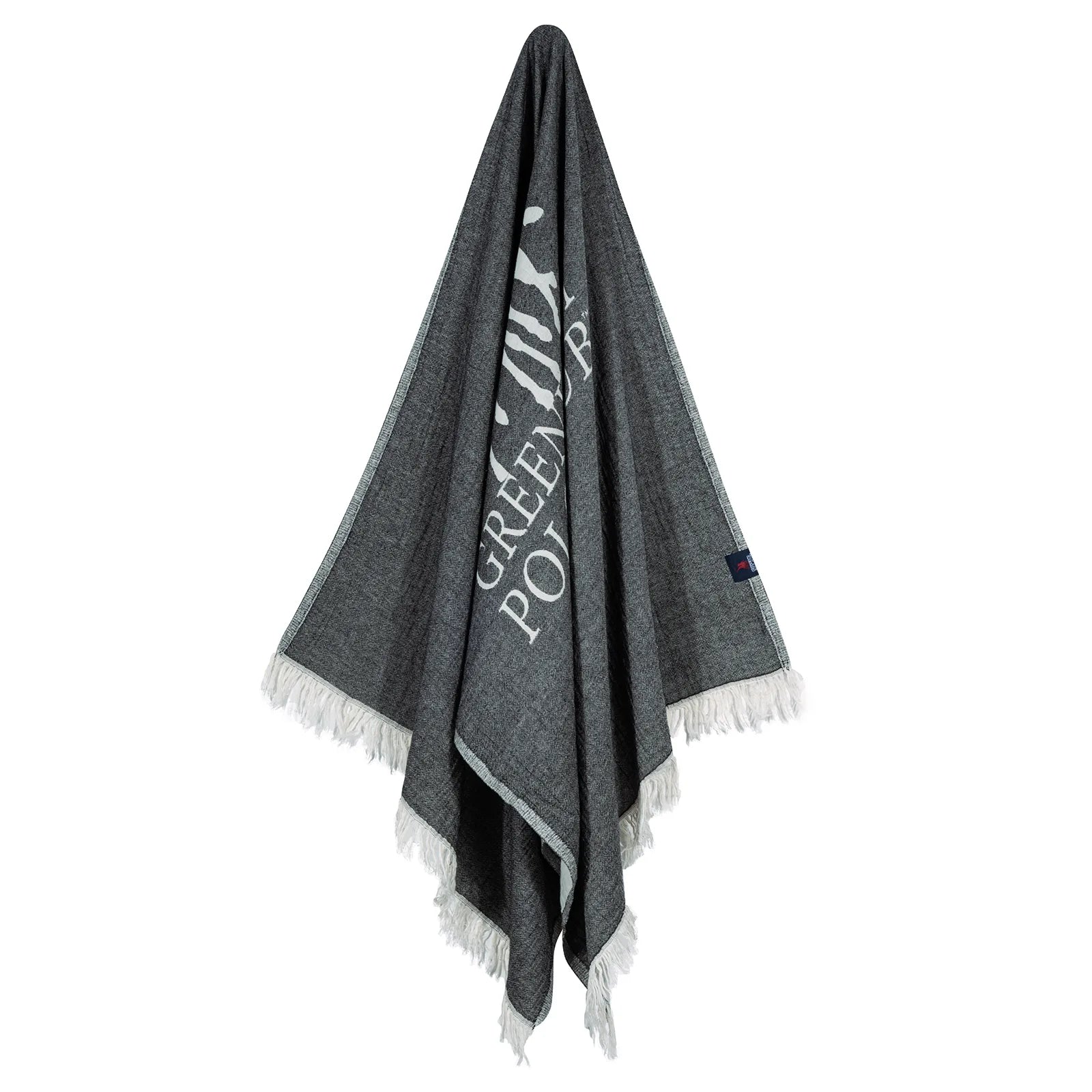 Greenwich Polo Club dark gray hanging beach pareo towel 85x170 cm with fine fringes and soft cotton muslin fabric for elegant resort and beach styling