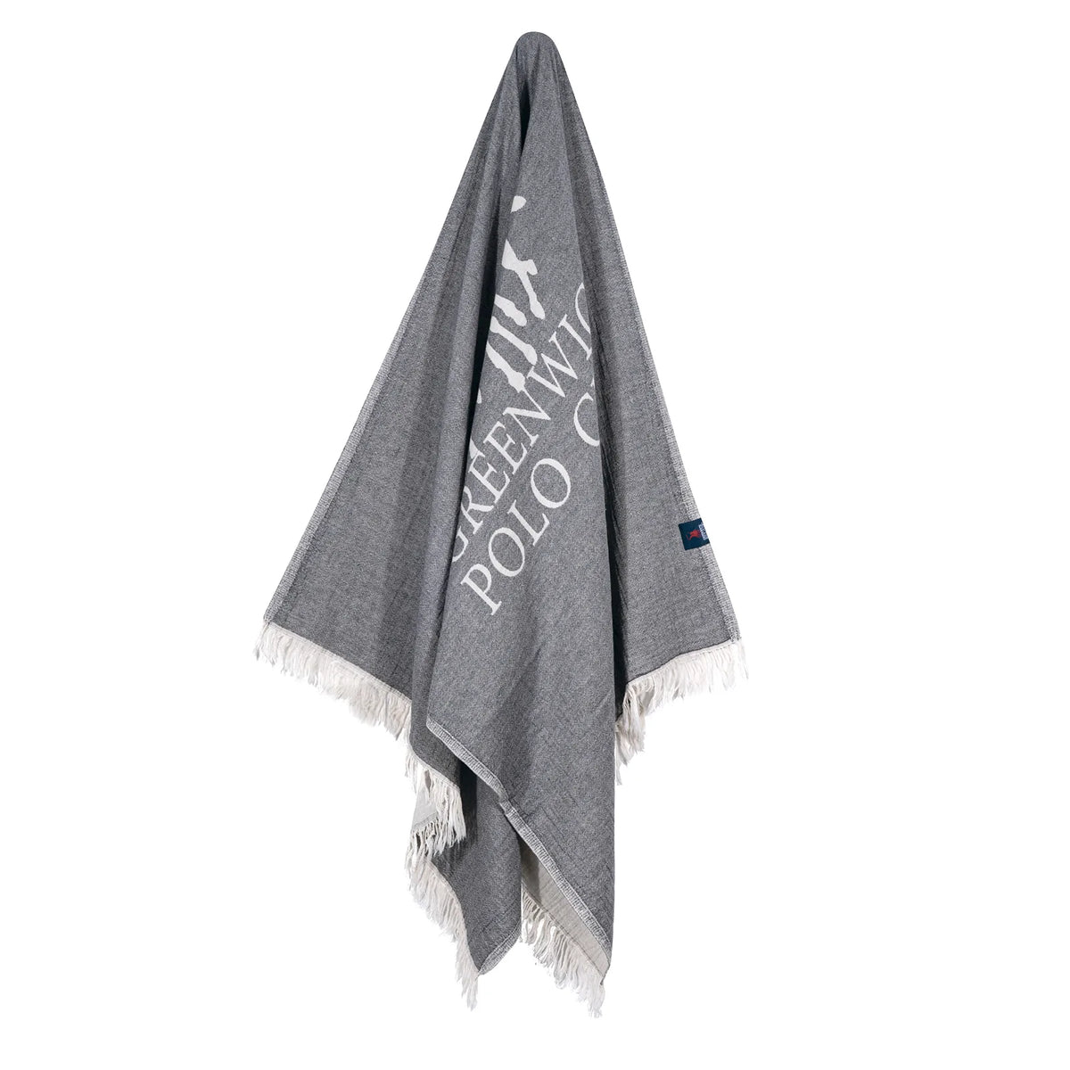 Greenwich Polo Club light gray beach pareo towel 85x170 cm with fine fringes in soft cotton muslin for luxury beach and resort lifestyle