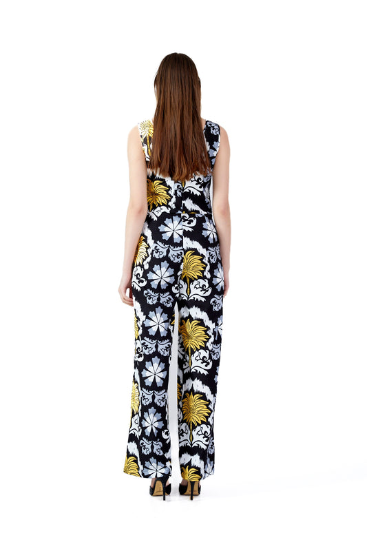 Jumpsuit Yellow Black Print