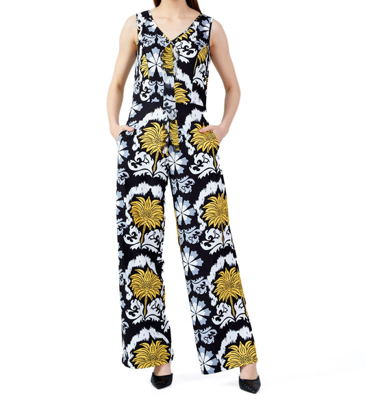 Jumpsuit Yellow Black Print