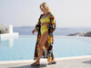 Side view luxury retro silk kimono by VVC for tall and curvy fit Sitia, Crete