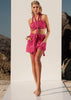 Orange Seleny boho cotton set shorts with pockets and braided top