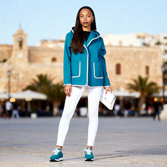 Lightweight wool-touch windproof jacket with large front pockets