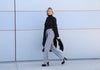 Elegant long black blazer 126cm back length