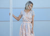 VVC salmon and light Blue Flower Shirt exclusive VVC design, premium sequins - Sitia clothing store 