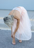 VVC soft peach tulle skirt with hidden back zipper and soft viscose lining, luxury comfort made in Greece