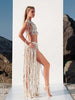 Zoe Tulum Skirt, handmade macramé design with shells and sequins, made in India