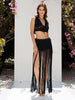 Handmade cotton fringe skirt and bolero vest, adjustable wrap skirt, cropped straight cut vest, festival style