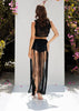Zoe handmade macrame fringe outfit, adjustable wrap skirt, cropped bolero vest, stylish and breathable cotton