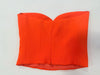 Back view of Berrin neon orange bandeau bustier top with zipper, tailored women’s top available at viktoria-vigh.com