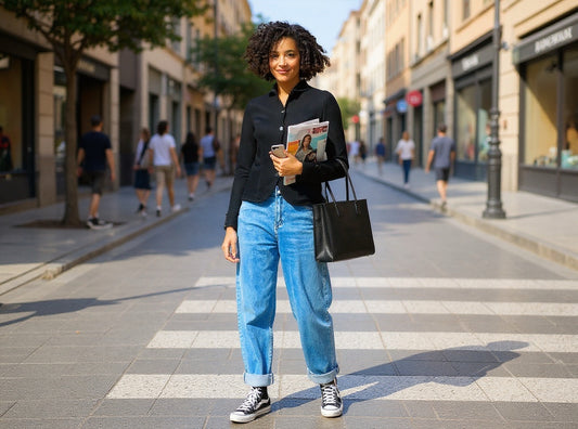 Front view of black textured button-up knit cardigan with pockets – Made in Italy, VVC Shop Sitia