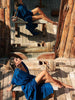 Aphrodite Maxi Dress marine blue front view, Sitia beach vibes