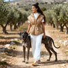 Camel brown Daunt Vest tied at the waist, hip-length Italian fashion piece