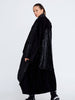 Back view of Japanese-inspired long coat by Caraclan, relaxed silhouette, unisex fit.