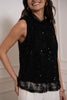 Choklate Paris black sleeveless sequin turtleneck top, glamorous evening and party top available at VVC SHOP Sitia Crete.