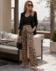Choklate PARIS leopard wide-leg trousers styled with an elegant top for party looks, dinner outfits and bold feminine fashion