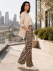 Choklate PARIS leopard pants with flowing wide-leg movement, lightweight silk-touch fabric and elegant summer evening style
