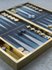Popham Design handmade backgammon with brass and leather, Moroccan craftsmanship, sold in Sitia, Crete