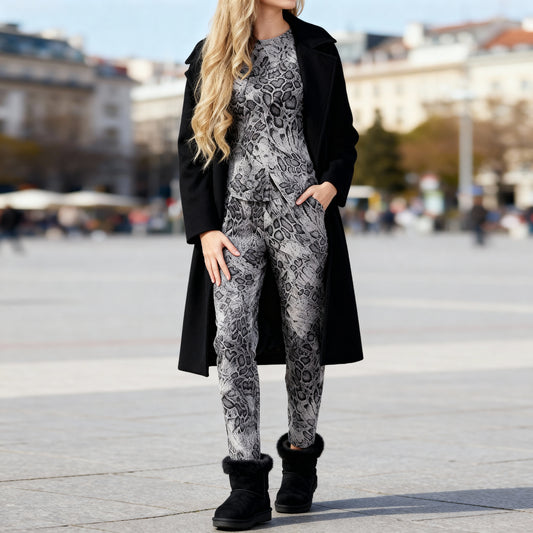 Snake -Outfit Silk Touch leichte Fledermaus Ärmel - Schlangenmuster Print 
