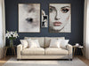 Gold leaf side tables beside a cream sofa in an elegant modern living room, available from VVC SHOP Sitia