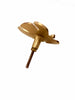 Side view of a gold Monstera leaf furniture knob showing its 4 cm screw fitting.