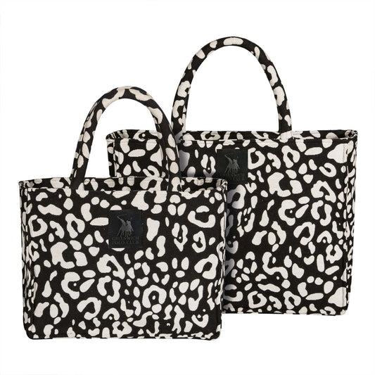 Greenwich Polo Club black and white animal print beach bag set with small matching bag, premium jacquard beach tote available at VVC Shop Sitia Crete
