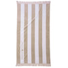 Greenwich Polo Club 3729 taupe-and-white striped cotton beach towel, 90 × 170 cm, shown flat.