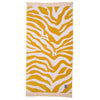 Greenwich Polo Club beach towel 3741 in ocher and white zebra jacquard design with fringes