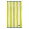 Greenwich Polo Club 3818 lime green and white striped cotton beach towel with blue trim, 90 × 170 cm.