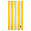 Greenwich Polo Club 3820 yellow and white striped cotton beach towel with pink edging, 90 × 170 cm.