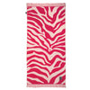Greenwich Polo Club 5200 magenta and taupe animal-wave cotton beach towel, 90 × 180 cm, shown flat.