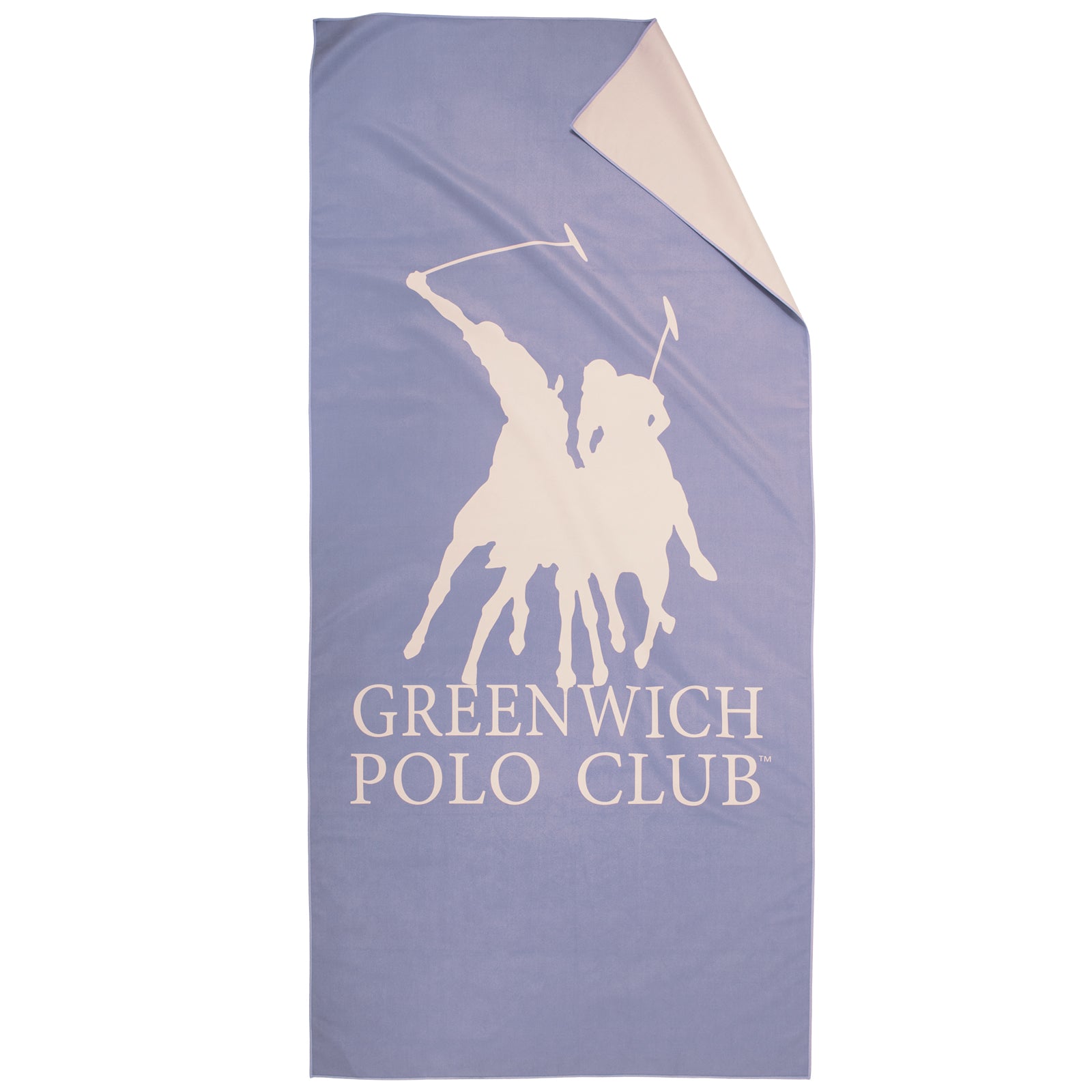 Greenwich Polo Club beach towel 5215, 80x170 cm lavender cream microfiber towel with centered logo for beach gym pool and travel