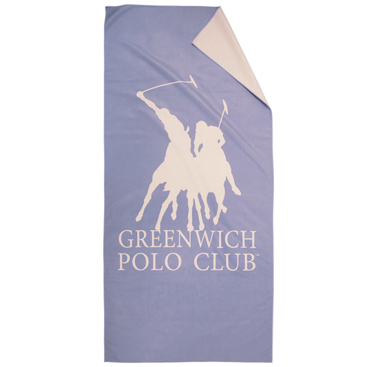Greenwich Polo Club beach towel 5215, 80x170 cm lavender cream microfiber towel with centered logo for beach gym pool and travel