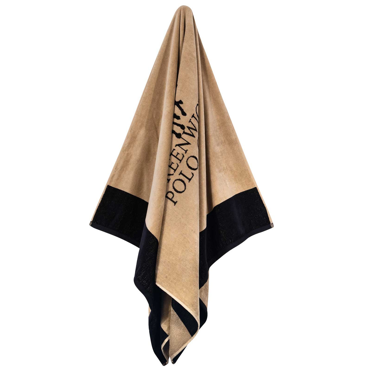 Greenwich Polo Club beige black beach towel 90x170 cm model 4046, soft absorbent cotton jacquard towel for beach gym spa