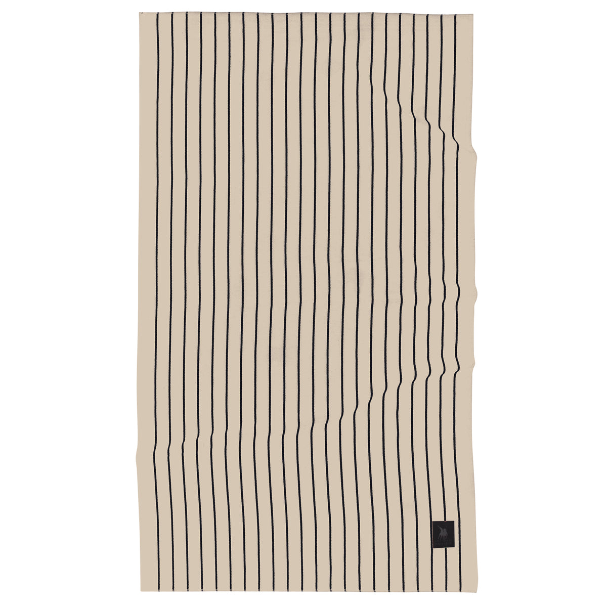 Greenwich Polo Club beige striped cotton beach towel 4078, 90x170 cm with classic black Polo logo patch