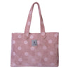 Front view of the Greenwich Polo Club cotton jacquard beach bag 3736 in soft rose with woven dots, measuring 50 × 38 cm.