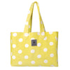 Front view of the Greenwich Polo Club cotton jacquard beach bag 3737 in yellow with oversized white woven dots and long shoulder handles.