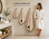 Greenwich Polo Club Essential 4111 beige towel set with luxury bathrobe in elegant bathroom, 100% cotton towels available online and in Sitia Crete.