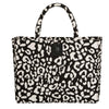 Front view of the Greenwich Polo Club beach bag set 4059 in black and white animal print with a large tote and matching small bag.