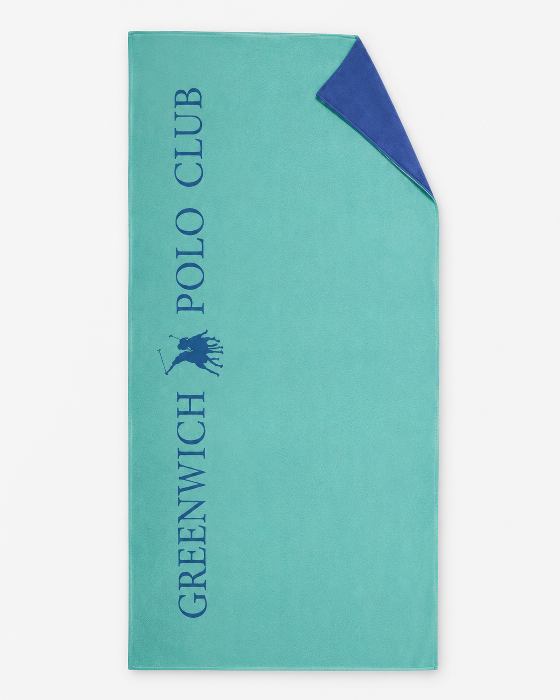 Greenwich Polo Club microfiber beach towel 5212 in turquoise with practical roll-up loop and blue reverse side