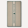 Greenwich Polo Club towel 5229, 90x180 cm beige cotton jacquard beach towel with classic green vertical logo and slogan